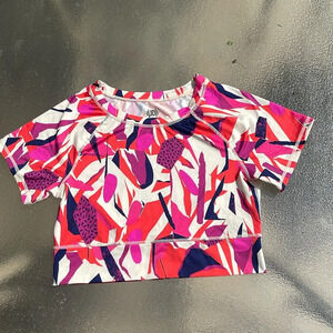 J. Dow Fitness hot pink/red/cream crop top size Large